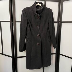 [4] Vintage Dark Grey Wool & Cashmere Pea Coat with Brown Buttons